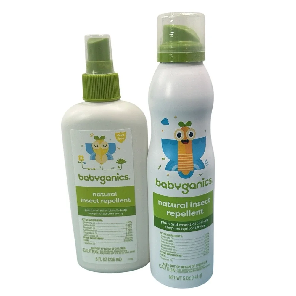 Babyganics Natural Insect Repellent DEET-Free Plant Based Spray 8oz and 5oz‎ Set